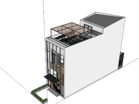Model su nhà ở 2 tầng gác lửng 5.5x15.3m