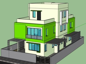 Model su nhà ở 3 tầng 6.5x16.5m