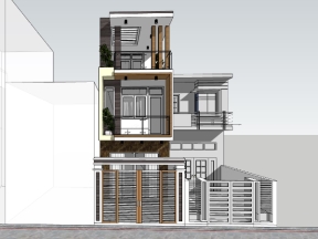 Model su nhà phố 3 tầng 3.9x28.9m