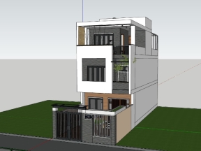 Model su nhà phố 3 tầng 6x19.5m