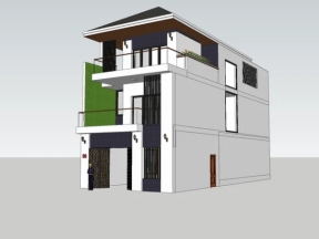 Model su nhà phố 3 tầng có diện tích 7.6x19.1m