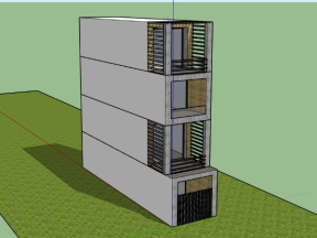 Model su nhà phố 4 tầng 2.7x10.9m