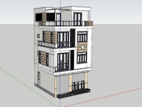 Model su nhà phố 4 tầng 6.7x7.1m