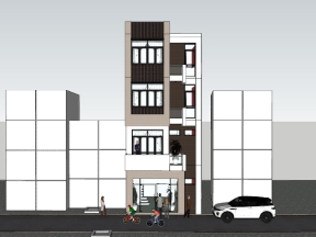 Model su nhà phố 4 tầng kích thước 6.9x11.4m
