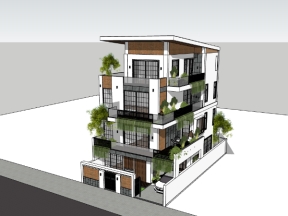 Model su nhà phố 4 tầng kt 9x15m