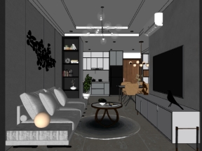 Model Su nội thất Phòng khách + Bếp ăn + Phòng ngủ