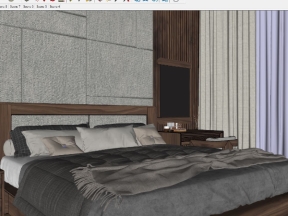 Model su nội thất phòng ngủ gỗ óc chó
