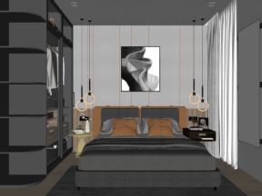 Model su nội thất phòng ngủ hiện đại model 3d