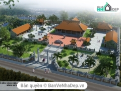 Model Su phối cảnh tổng thể quang cảnh đền chùa Nông Hoan