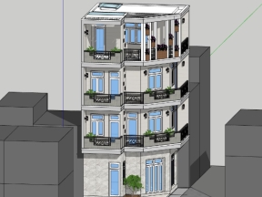 Model su thiết kế bản vẽ nhà biệt thự 4 tầng sang trọng