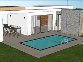 Model su thiết kế nhà nghỉ dưỡng có bể bơi