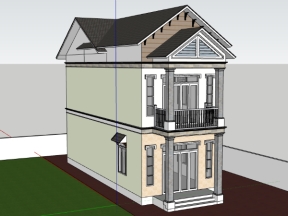 Model su việt nam nhà ở phố 2 tầng mái nhật 6.2x13.2m