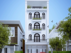 Model thiết kế nhà ở phố 5 tầng diện tích thiết kế 7x14.9m, có thang máy 