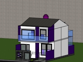 Nhà 2 tầng 6x10m model sketchup