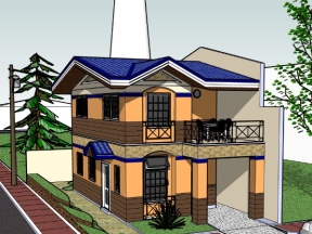 Nhà 2 tầng 6x7m file sketchup