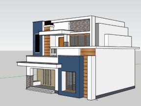 Nhà 2 tầng 9.5x8m file sketchup