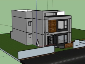 Nhà 2 tầng 9x20m dựng model sketchup 