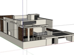 Nhà biệt thự 1 tầng 11x20m dựng model sketchup