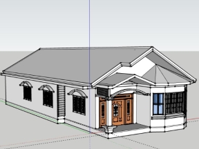 Nhà biệt thự 1 tầng 5x13m dựng model sketchup đẹp