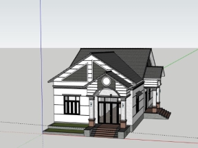 Nhà biệt thự 1 tầng 9.3x21m dựng model sketchup việt nam đẹp