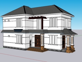 Nhà biệt thự 2 tầng 10x13m model sketchup 