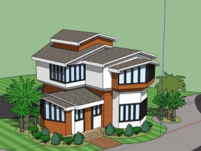 Nhà biệt thự 2 tầng 10x8m dựng model sketchup việt nam đẹp