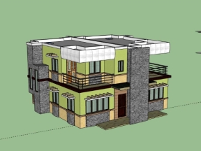 Nhà biệt thự 2 tầng 10x9m dựng model sketchup 