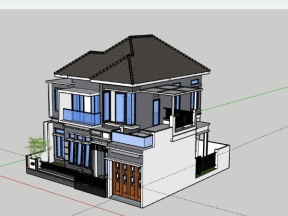 Nhà biệt thự 2 tầng 12x12m dựng model sketchup