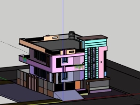 Nhà biệt thự 2 tầng 12x16m dựng model sketchup mới