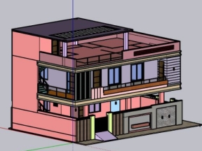 Nhà biệt thự 2 tầng 15x9m dựng model su 