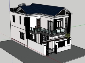 Nhà biệt thự 2 tầng 6.5x12.5m dựng model sketchup