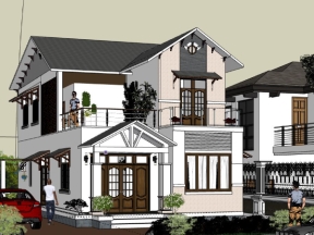 Nhà biệt thự 2 tầng 6x15.2m model .skp