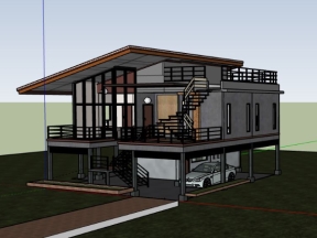 Nhà biệt thự 2 tầng 9x8m dựng model sketchup 