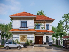 Nhà biệt thự 2 tầng kích thước xây dựng 9.7x12.2m
