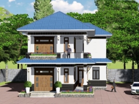 Nhà biệt thự 2 tầng mái thái 13x16.6m