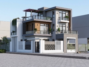 Nhà biệt thự 3 tầng 11x17m model .skp và bản vẽ mặt bằng