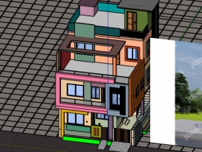 Nhà biệt thự 3 tầng 8.4x10.6m model sketchup việt nam