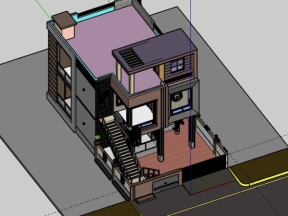 Nhà biệt thự 3 tầng 9.3x11m dựng model sketchup việt nam