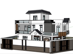 Nhà biệt thự 3 tầng dựng model sketchup 8x17m