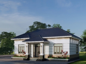 Nhà biệt thự mái nhật 1 tầng 7.55 x 12.87m