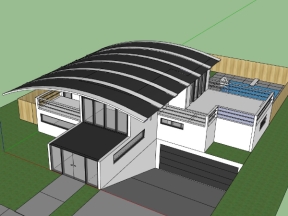 Nhà biệt thự mái vòm model sketchup