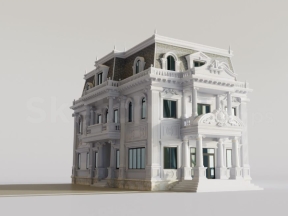 Nhà biệt thự tân cổ điển 3 tầng model 3d su 