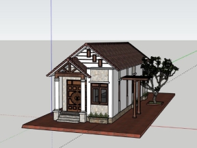 Nhà biệt thự trệt 4.9x10m dựng model sketchup đẹp