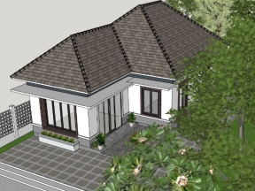 Nhà biệt thự  trệt 6x13m dựng model sketchup tuyệt đẹp