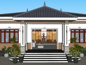 Nhà cấp 4 kích thước 12x15m gồm kiến trúc và phối cảnh