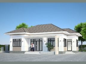 Nhà cấp 4 kích thước 14x9.7m (full hồ sơ kiến trúc, kết cấu, điện nước thi công)