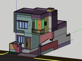 Nhà dân 2 tầng 6x12m model sketchup đẹp