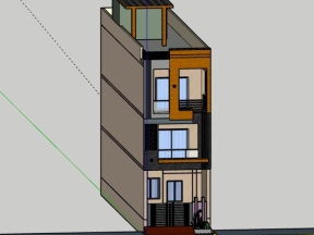 Nhà dân 3 tầng 4x20m dựng model sketchup
