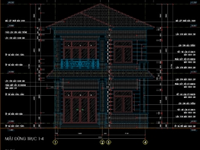 Nhà mái nhật 2 tầng đẹp chi tiết kiến trúc, kết cấu 7x16m