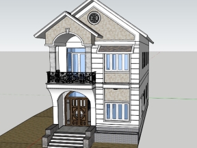 Nhà mái thái 2 tầng 7x18m model sketchup 